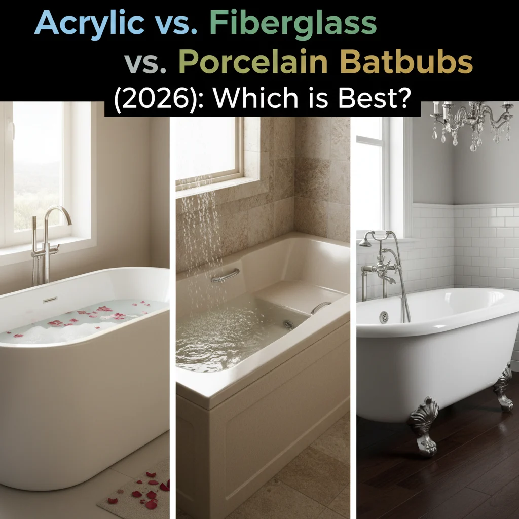 Acrylic vs. Fiberglass vs. Porcelain Bathtubs (2026): Which is Best?